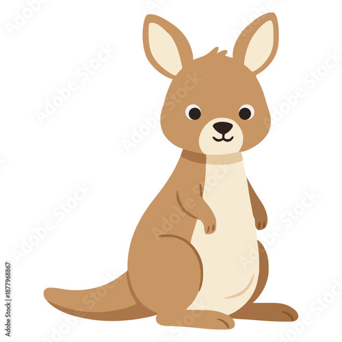 Adorable kangaroo character standing side view illustration for children book and educational animal vector set