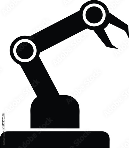 Industrial robot arm silhouette on transparent background