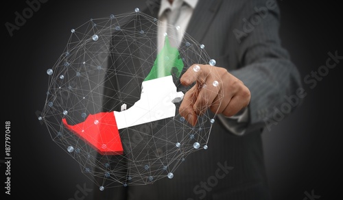 United Arab Emirates - country shape and flag - 3D illustration