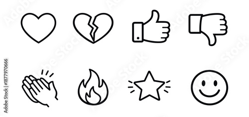 Basic Black and White Simple Icons Set