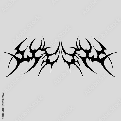 Collection of cyber sigilism designs. Neo tribal gothic style tattoos. Forms with sharp spikes.