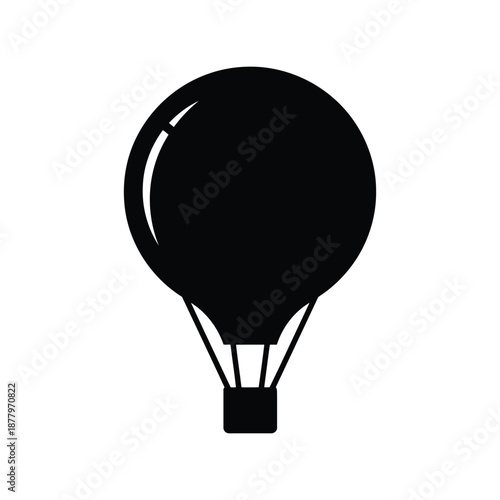 Hot air balloon vector silhouette icon isolated on white background for travel design