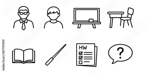 Education line icons set