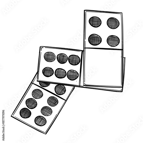 Dominoes vector line art hand drawn illustration