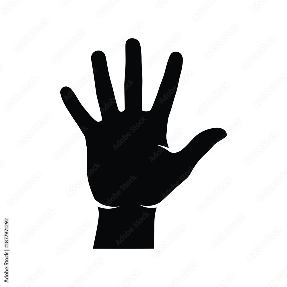 Fototapeta premium Hand silhouette vector illustration isolated on white background for graphic design
