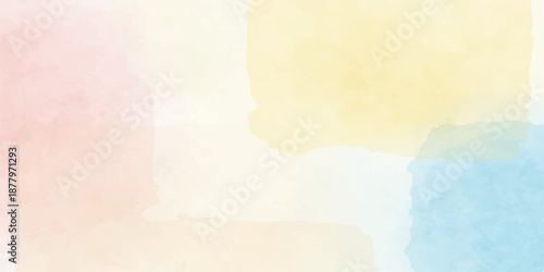 Abstract colorful watercolor background with light grunge texture and aged beige parchment pattern creates a vintage artistic backdrop with blank copy space on ancient paper