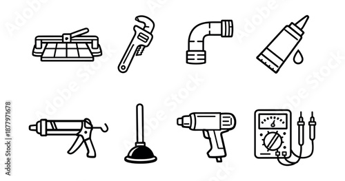 DIY and Maintenance Tools Line Icons Set