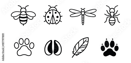 Minimalist Nature and Animal Icons Set