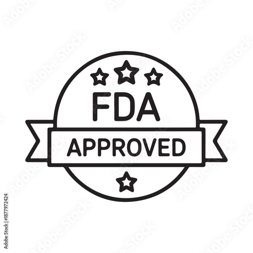 Fda approved emblem with stars and ribbon a regulatory compliance symbol