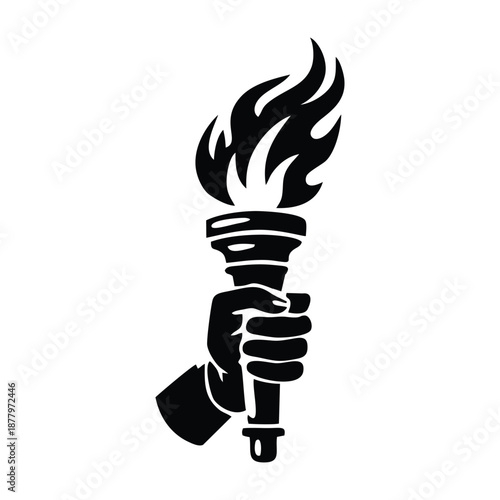 Hand Holding Torch Black White Graphic Icon