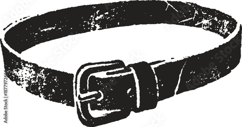 worn leather belt with buckle vintage, distressed accessory in rustic black texture