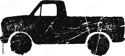 distressed vintage pickup truck silhouette with textured worn black design