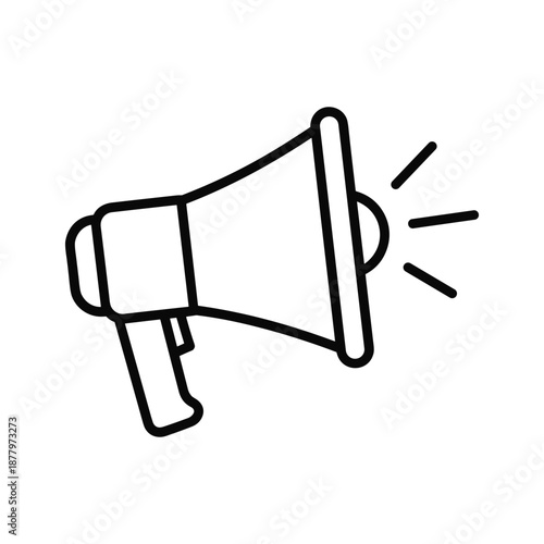 Simple Line Art Megaphone Icon on White Background