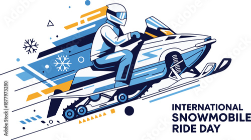 International Snowmobile Day Artwork Illustrator Winter Snowmobiling Celebration