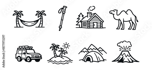 Travel and Outdoor Adventures Icon Set