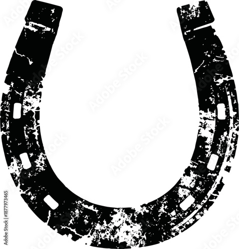 Grunge horseshoe design with distressed texture and rustic vintage