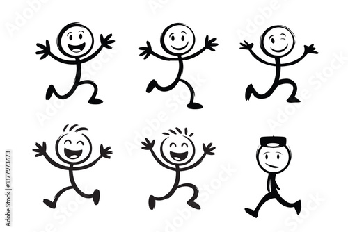 Stick figures with different expressions and postures