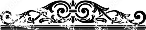 ornate vintage decorative flourish border design with scrollwork and distressed texture