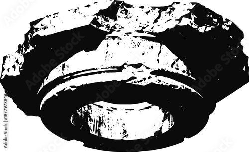 Vintage industrial metal gear wheel with worn textured surface and heavy rust damage