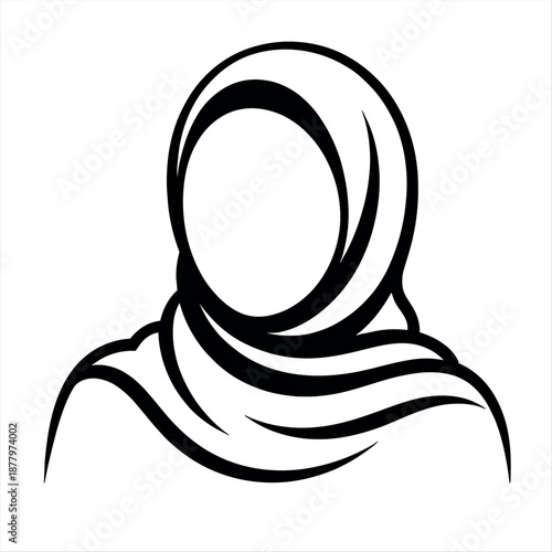 Silhouette of a woman wearing a headscarf Vector