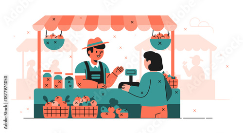 Vendor Selling Fresh Produce to Customer.
