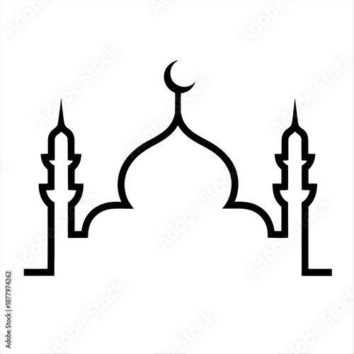 Symbolic mosque with crescent moon Vector