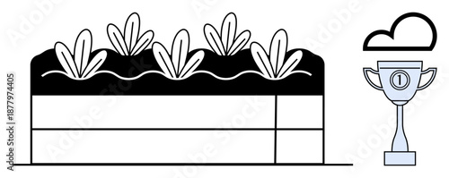 Gardening concept. Gardening with plants and sustainability promotes environmental awareness and success. Gardening fosters growth in agriculture, ecology, education, and innovation. include