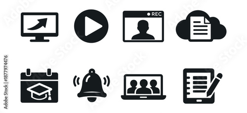 Educational and digital concept icons set