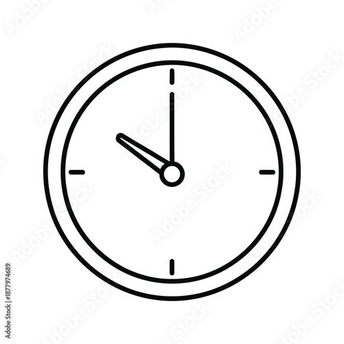 Minimalist outline icon of a clock face showing approximately 10 o'clock, representing time and scheduling.