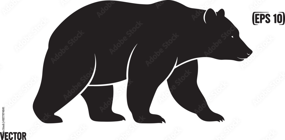 Obraz premium Black bear silhouette vector graphic