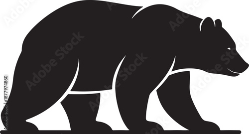 Black bear silhouette walking on white background