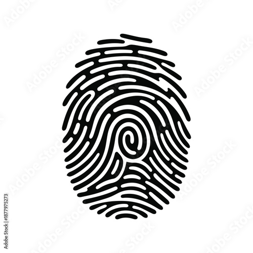Fingerprint vector silhoutte isolated black biometric icon for security and identification