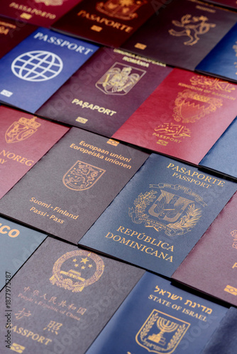 Passports of citizens of different countries of the world. Passports background