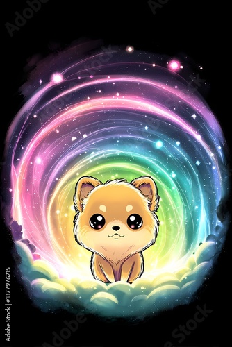 Dog Rainbow Cute Animal Vortex Fantasy Space Cosmic Landscape