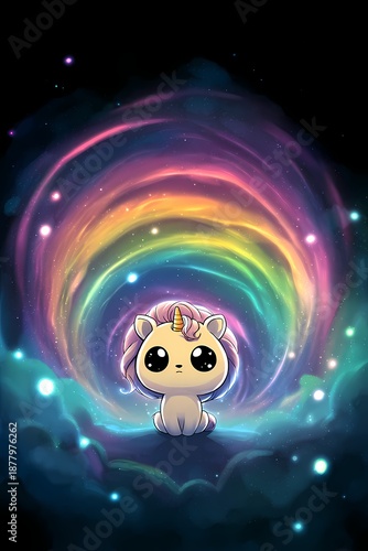 Unicorn Rainbow Cute Animal Vortex Fantasy Space Cosmic Landscape