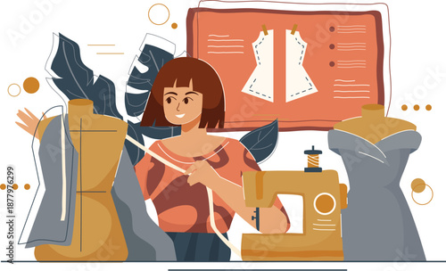 Woman Freelancer Working from Home Illustration