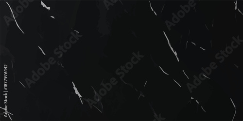 Ornate black marble texture with overlapping white vein structures for luxury architectural rendering