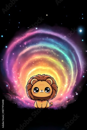 Lion Rainbow Cute Animal Vortex Fantasy Space Cosmic Landscape