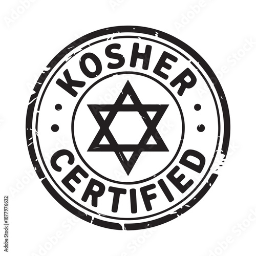Black and white kosher certification stamp with star of david symbol