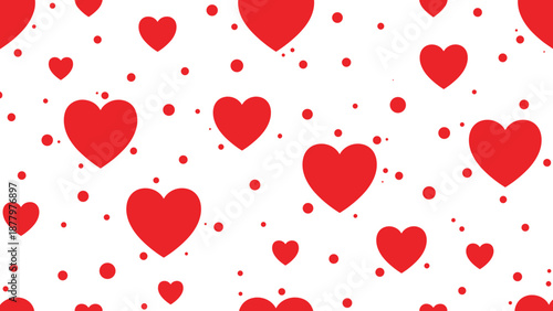 Seamless red heart pattern background with scattered love symbols for Valentine’s Day romantic decoration vector illustration wallpaper design