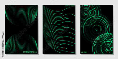 Modern gradient poster background vector set. Cover template with vibrant geometric shape in different. Modern Design for wall art, flyers, brochures, covers and web banners.