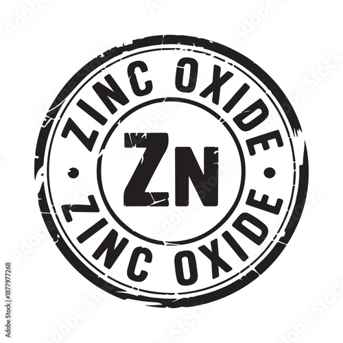 Circular zinc oxide stamp with chemical symbol a simplistic design element