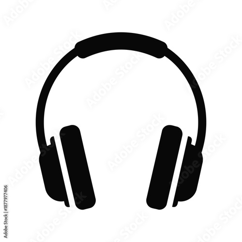 Headphones vector silhoutte icon isolated on white background for music and audio design