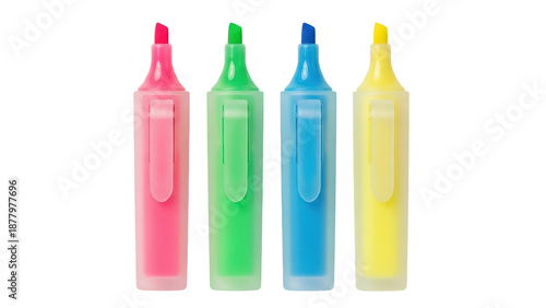 Foto Set of four colorful highlighters isolated PNG on transparent background, pink g