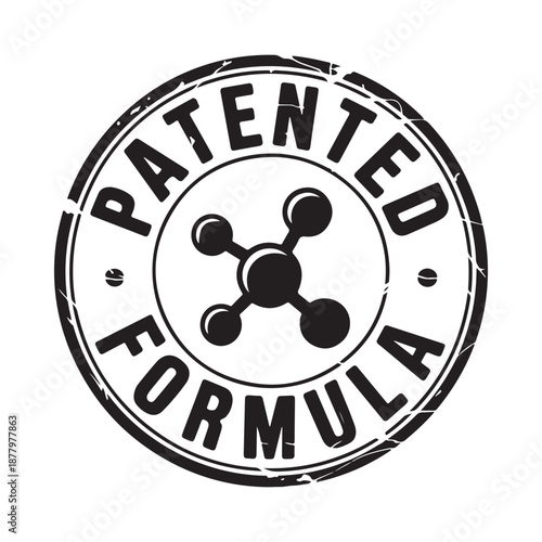Patented formula stamp with molecular structure symbol