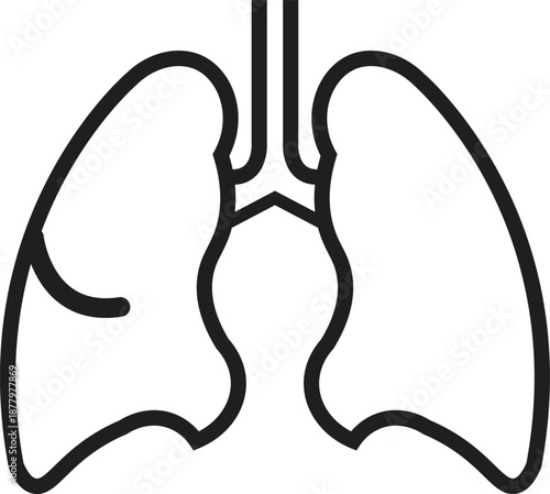 Outline icon of human lungs representing the respiratory system and health