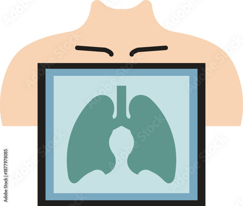 X-ray imaging of human lungs within a torso showing respiratory system for medical diagnosis