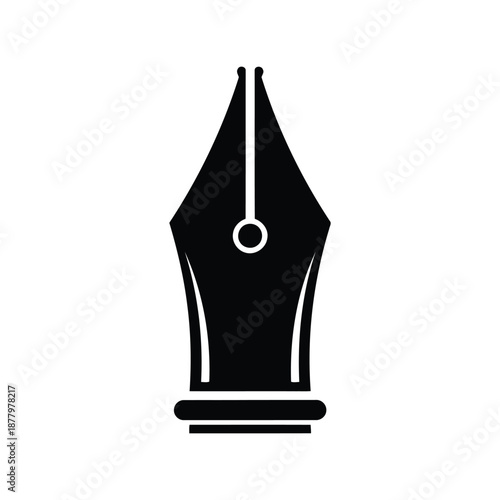 Fountain pen nib silhouette vector icon isolated on white background for design