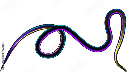 Colorful neon light wire isolated on transparent background