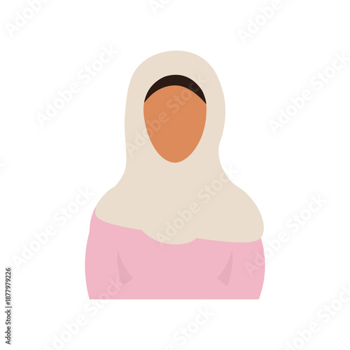 Faceless female avatar on an isolated background. Arabic woman. Vector illustration of a young woman.